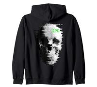 Halloween Static Glitch Ghost Skeleton TV Zip Hoodie