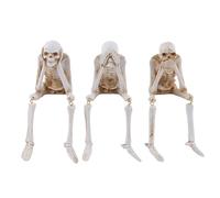 Halloween Statues Resin See Speak Hear No Evil Skeleton Figurines Resin Realistic Skull Decor For Bookshelf Table Edge Ornament(1)