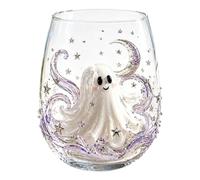 Halloween Stemless Wine Glasses, Kraken Rum Glass Octopus,Rocks Glass for Bourbon Scotch Cocktail, Cute Pumpkin,Spider & Spooky Ghost Theme Halloween Thanksgiving Birthday Gift for Men (Ghost)