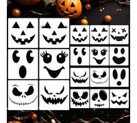 Halloween Stencils Pumpkin Face Stencils Reusable Ghost Face Stencil for Painting on Wood Fabrics DIY Crafts Decor