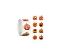 Halloween Sticker,500Pcs Self-adhensive Pumpkin Ghost Candy Stickers DIY Envelope Seals Baking Label Paster Circle Face Stickers for Halloween Party