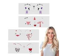 Halloween Sticker - Fun Facial Cosplay Decal | 4 x Halloween Waterproof Face Stickers | Ghost Fake Blood Flee Face Decoration | Party Make-Up Tatt0os | Spooky Masquerade Face Art Craft Acces