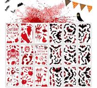 Halloween Stickers,18pcs Halloween Bloody Window Stickers, Bloody Window Handprint Footprint Stickers, Bat Decoration Stickers Bloody Scary Halloween Indoor/Outdoor Decorations