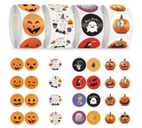 Halloween Stickers for Children, 2000 Pieces Halloween Stickers, Halloween Pumpkin Spider Bat Sticker Roll, 28 Colours and Designs, Halloween Party Round Stickers, for Halloween Decorations