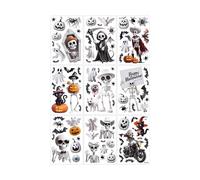 Halloween Stickers Scary - Creepy Bloody Handprint with Party Haunted House, Footprint Skeleton Decal for Scary Wall Glass, Car Decor, Red Horror PVC Sticker, Easy Peel Use