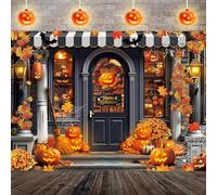 Halloween Store Photography Backdrop 8x6FT Maple Leaves Pumpkin Magic Witch Trick or Treat Banner Background Halloween Party Decorations Photo Props