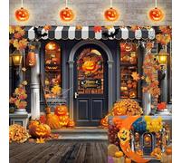 Halloween Store Photography Backdrop Maple Leaves Pumpkin Magic Witch Trick or Treat Banner Background Halloween Party Decorations Photo Props