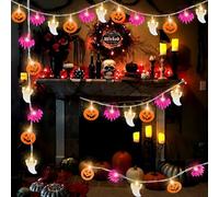 Halloween String Lights 9.8FT 20 LEDs Pumpkins Ghosts Bats Spider String Lights Halloween Ghost String Lights Halloween Bat String Lights Halloween Lights Indoor Halloween Party Decoration (B)