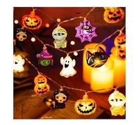 Halloween String Lights Decorations, Halloween Fairy Lights, 2025 Cute Light Up LED Battery Operated (Not Included) Indoor&Outdoor, Pumpkin&Ghost Lantern for Party Garden Window Fence (A,6M,40LED)