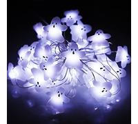 Halloween String Lights Ghost Decorations, 30 LED Copper String Lights with Remote Control & Waterproof Battery Operated Fairy Lights for Indoor Outdoor, Christmas, Halloween Room Decor (White Ghost)