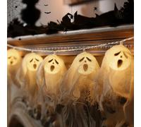 Halloween String Lights - Ghost & Pumpkin LED Garland for Indoor Outdoor Use, Warm White Halloween Fairy Lights for Home, Party, Haunted House, Garden, Porch & Autumn Holiday Decoration