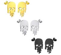 Halloween Stud Earrings for Women Stainless Steel Halloween Earrings Spooky Small Skull Pumpkin Ghost Skeleton Hand Stud Earrings for Womens Halloween Jewelry Accessories, Stainless Steel, No Gemstone