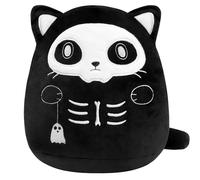 Halloween Stuffed Animal Plush Toy: 8 Inch Cute Spooky Black Cat Plushie Pillow, Soft Ghost Skull Halloween Plushies Gift for Kids Girls Boys, Party Decorations