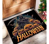 Halloween Style Door Mats Indoor 50 X 80 Cm, Death, Pumpkindurable Interior Doormat, High Absorbent Non Slip Floor Mat Welcome Entrance Doormats Machine Washable Low Profile Doormat Black