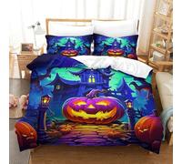 Halloween Style Quilt Cover 3 PCS with Pillowcases Hotel Quality Microfiber Hidden Design Ultrasoft Stylish Comforter Single（140x200cm）