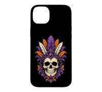 Halloween Sugar Skull Day Of The Dead Ornate Feather Crown Case for iPhone 14 Plus