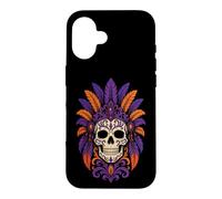 Halloween Sugar Skull Day Of The Dead Ornate Feather Crown Case for iPhone 16