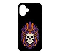 Halloween Sugar Skull Day Of The Dead Ornate Feather Crown Case for iPhone 16