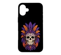 Halloween Sugar Skull Day Of The Dead Ornate Feather Crown Case for iPhone 16 Plus