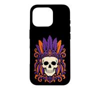 Halloween Sugar Skull Day Of The Dead Ornate Feather Crown Case for iPhone 16 Pro