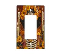 Halloween Sugar Skull Lady Decorative Light Switch Cover Wall Plate 1 Gang Single Rocker, Mexican Aesthetic Skeleton Electrical Faceplate for Room, Day of the Dead Switchcover Switchplate