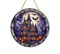 Halloween Sun Catcher, Stained Acrylic Suncatcher, Round Window Ornament,