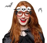Halloween Sunglasses, Glitter Skull Glasses Frames with Flexible Leg Halloween Party Favors for Cosplay and Photo Props, White, Party Decorations, Favors