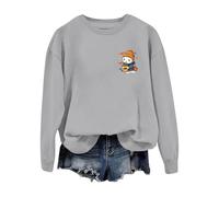 Halloween Sweat Shirts For Women Ladies Ghost Sweatshirt Loose Casual Creepy Top Haunted Long Sleeve Fall Warm Tee Top Halloween Cosplay Gathering Clothes (Grey, S)