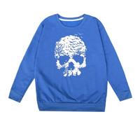 Halloween Sweatshirt Boys Girls Long Sleeve Winter Warm Sweatshirts Teen Girls Skeleton Print School Fleece Pullover Jumper Top Crew Neck Casual Comfor Outdoor Clothes Age 1-14 (Blue, 11-12 Years)