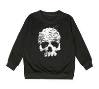 Halloween Sweatshirt Boys Girls Long Sleeve Winter Warm Sweatshirts Teen Girls Skeleton Print School Fleece Pullover Jumper Top Crew Neck Casual Comfor Outdoor Clothes Age 1-14 (Black, 7-8 Years)