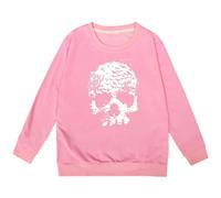 Halloween Sweatshirt Boys Girls Long Sleeve Winter Warm Sweatshirts Teen Girls Skeleton Print School Fleece Pullover Jumper Top Crew Neck Casual Comfor Outdoor Clothes Age 1-14 Years (2-3Years) Pink