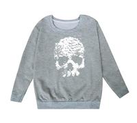 Halloween Sweatshirt Boys Girls Long Sleeve Winter Warm Sweatshirts Teen Girls Skeleton Print School Fleece Pullover Jumper Top Crew Neck Casual Comfor Outdoor Clothes Age 1-14 (Grey, 13-14ears)