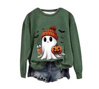 Halloween Sweatshirt Costumes for Women Uk Halloween Theme Month Pullover Tops Fashion Graphic Print Long Sleeve Blouse Casual Crewneck Sweatshirt Lightweight Fall Pullover
