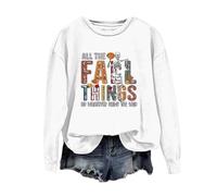 Halloween Sweatshirt For Women All The Fall Thinge Or Whatver Runk 182 Said Printed Crewneck Sweatshirts Costumes Ladies Pullover Adult 2025 Outfits (White, XXL) Pumpkin Tshirt