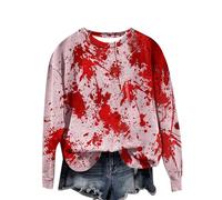 Halloween Sweatshirt For Women Bloody Pumpkin Face Crewneck Skeleton Ghost Spider Cute Sweatshirts Costumes Pullover Outfits Ladies 2025 Adult (Hot Pink, XXL) Halloween Pumpkin Lights
