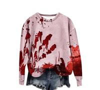 Halloween Sweatshirt For Women Bloody Pumpkin Face Crewneck Skeleton Ghost Spider Cute Sweatshirts Costumes Pullover Outfits Ladies 2025 Adult (Sky Blue, XXL) Halloween Blanket Throw