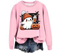 Halloween Sweatshirt For Women Cute Ghost Pumpkin Print Long Sleeve Pullover Tops Crew Neck Long Sleeve Blouse Shirts Casual Loose Fit Hoodless Jumper Fashion Fall Warm Tee Sweatshirts