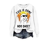 Halloween Sweatshirt For Women Cute Ghost This Is Some Boo Sheet Printed Crewneck Sweatshirts Costumes Pullover Adult 2025 Ladies Outfits (White, M) Halloween Light Up Pumpkin