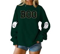 Halloween Sweatshirt for Women Ghost Printing Long Sleeve O Neck Pullover Tops Halloween Clothes Spooky Season Fall Hoodies Holiday Party
