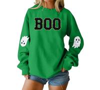 Halloween Sweatshirt for Women Ghost Printing Long Sleeve O Neck Pullover Tops Halloween Clothes Spooky Season Fall Hoodies Holiday Party
