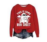 Halloween Sweatshirt For Women Ghost Spiders This Is Some Boo Sheet Printed Crewneck Fall Sweatshirts Costumes 2025 Ladies Pullover Adult Outfits (Red, L) Pumpkin Outfit