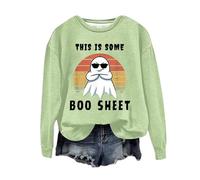 Halloween Sweatshirt For Women Ghost This Is Some Boo Sheet Printed Crewneck Casual Sweatshirts Adult Pullover Ladies Outfits Costumes 2025 (AG, L) Halloween Masks Adult Women