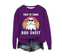 Halloween Sweatshirt For Women Ghost This Is Some Boo Sheet Printed Crewneck Casual Sweatshirts Adult Pullover Ladies Outfits Costumes 2025 (Purple, L) Halloween Costumes Sexy