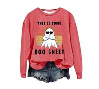 Halloween Sweatshirt For Women Ghost This Is Some Boo Sheet Printed Crewneck Casual Sweatshirts Adult Pullover Ladies Outfits Costumes 2025 (Hot Pink, XXL) Couples Costumes For Halloween