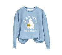Halloween Sweatshirt For Women Ghost This Is Some Boo Sheet Printed Long Sleeve Crewneck Sweatshirts Costumes 2025 Adult Pullover Outfits Ladies (Sky Blue, M) Halloween Light Up Pumpkin