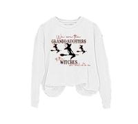 Halloween Sweatshirt For Women Granddaughters To The Witches Printed Long Sleeve Crewneck Sweatshirts Costumes 2025 Adult Ladies Outfits Pullover (White, 3XL) Adult Pumpkin Costumes Women