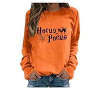 Halloween Sweatshirt for Women Hocus Pocus Shirts Long Sleeve Black Cat Shirt Halloween Pullovers Women's Jumpers Ladies Jumpers