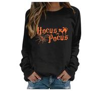 Halloween Sweatshirt for Women Hocus Pocus Shirts Long Sleeve Black Cat Shirt Halloween Pullovers Women's Jumpers Ladies Jumpers