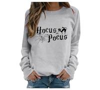 Halloween Sweatshirt for Women Hocus Pocus Shirts Long Sleeve Black Cat Shirt Halloween Pullovers Women's Jumpers Ladies Jumpers