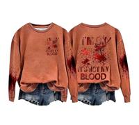 Halloween Sweatshirt For Women Im Ok It's Not My Blood Bloody Pumpkin Face Crewneck Cute Sweatshirts Costumes Pullover Outfits 2025 Adult Ladies (Orange, L) Adult Pumpkin Costume